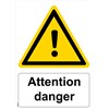 Panneau "Attention danger" - PVC A4