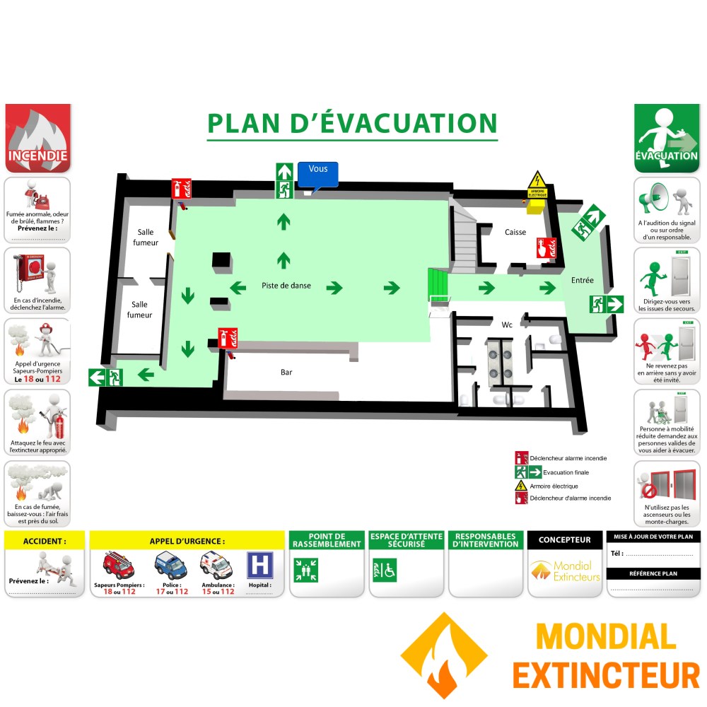Plan D vacuation PVC 2 Mm Effet 2D 3D Format A2