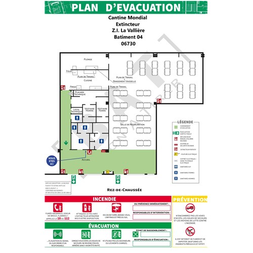 Plan d'évacuation PVC 2 mm - standard format A3