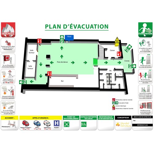 Plan d'évacuation PVC 2 mm - effet 2D+3D format A0