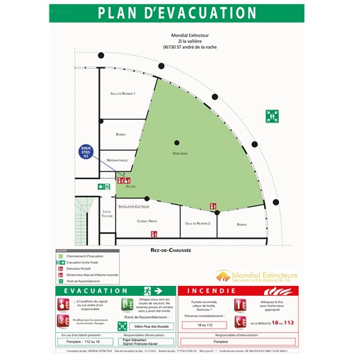 Plan d'évacuation PVC 2 mm - standard format A0