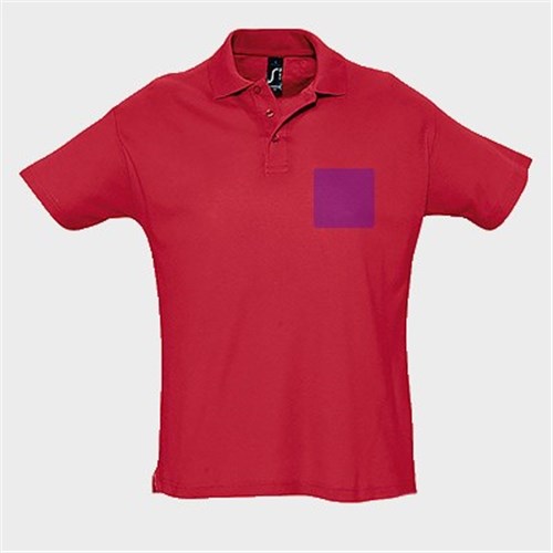 5 polos personnalisés rouges - Taille S - Flocage cœur