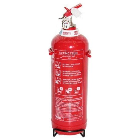 Extincteur à Poudre ABC 1 Kg Avec Support Et Panneau - Pour Voiture Et Maison, Protection Contre Feux A, B, C