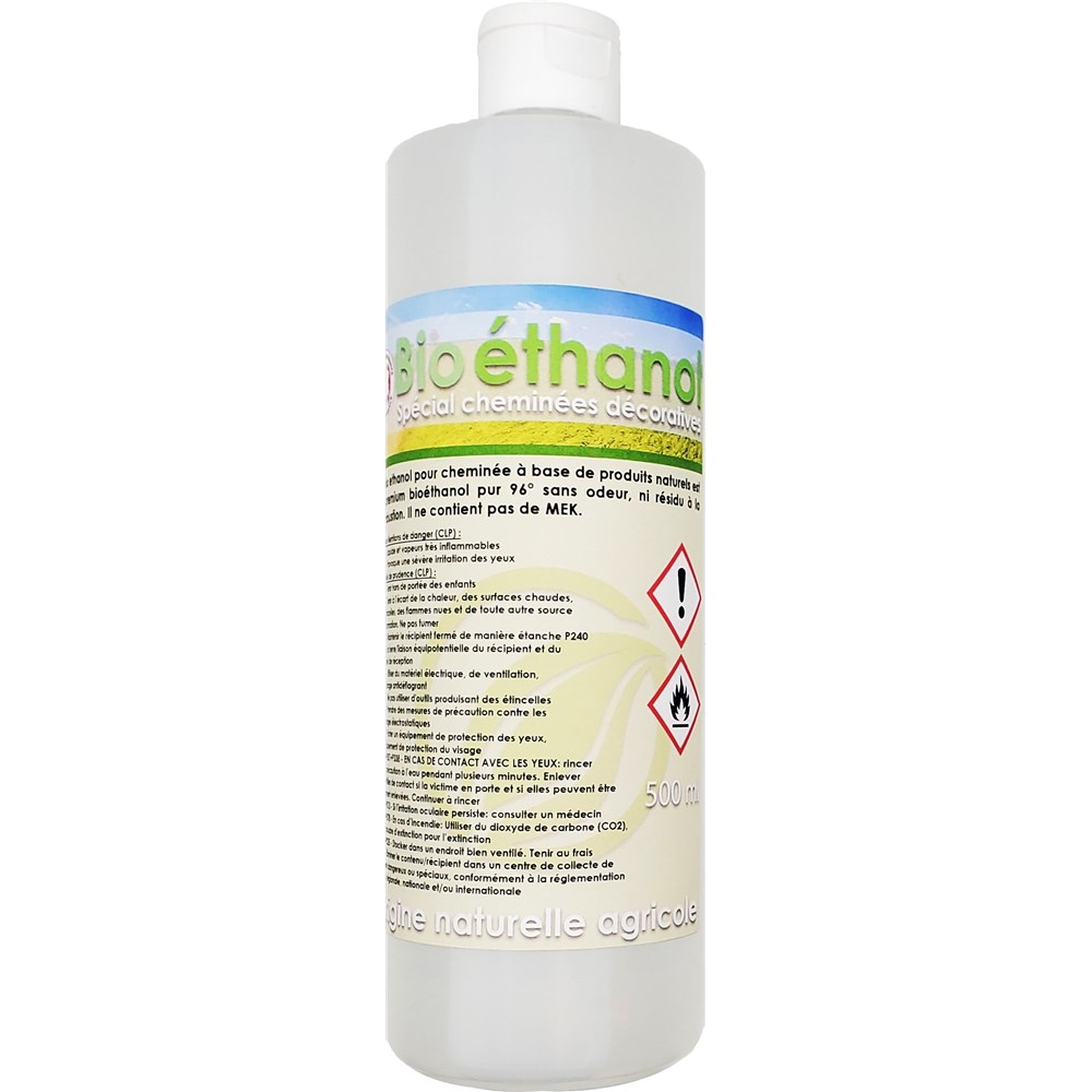 Bio éthanol pour cheminée - Bouteille de 500 ML
