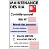 Lot de 10 Etiquettes de maintenance pour RIA - Taille 70 x 100 mm