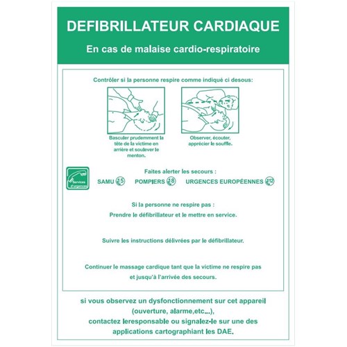 Consigne d'utilisation défibrillateur - Format A4