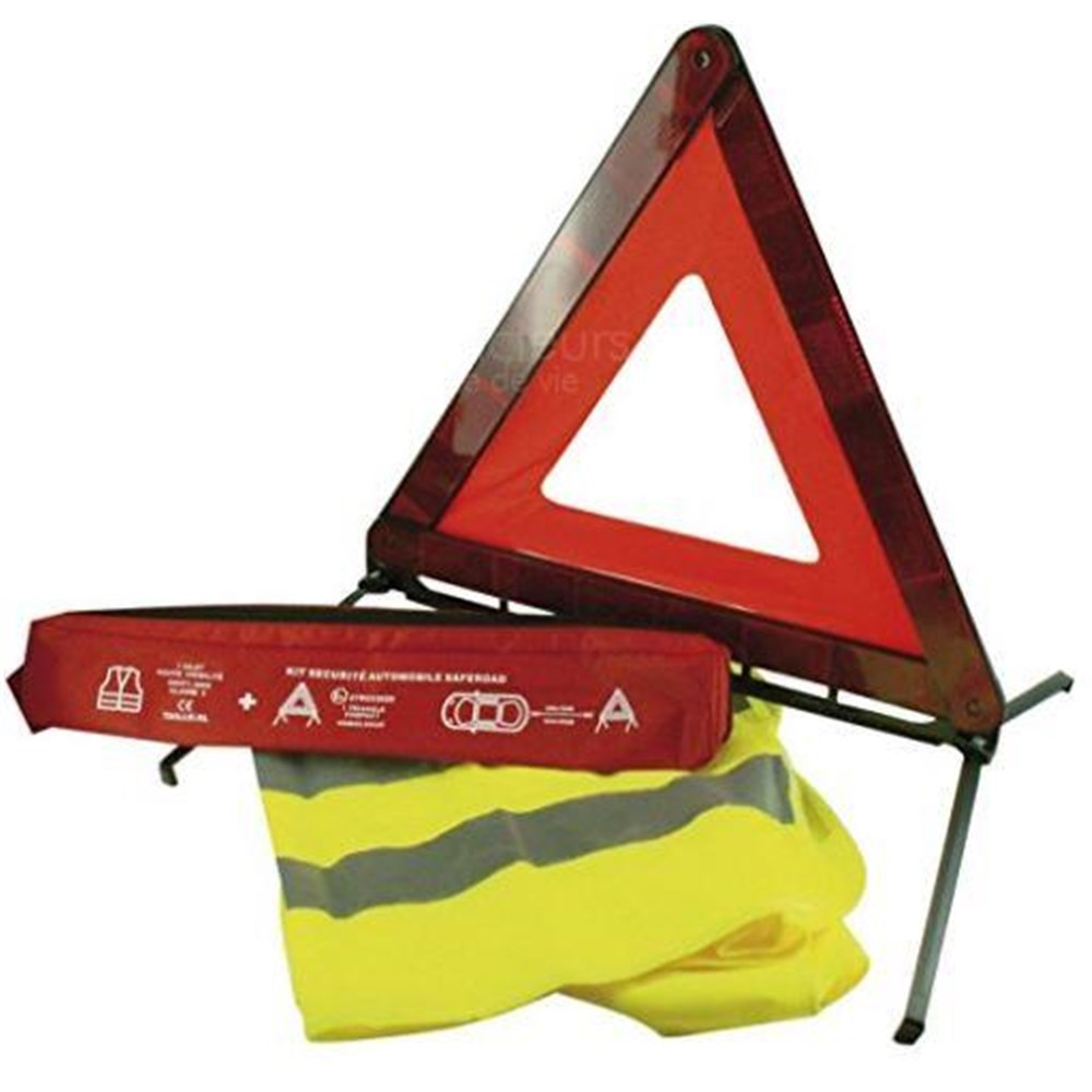 Kit de securite voiture triangle avec gilet fluo XL
