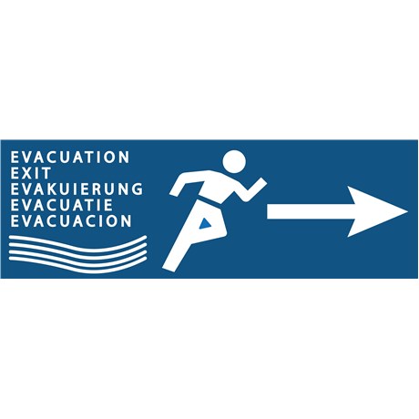Panneau Evacuation inondation camping + Flèche droite – PVC - 300 x 100 mm