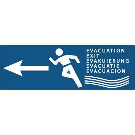 Panneau Evacuation inondation camping + Flèche gauche – PVC - 300 x 100 mm