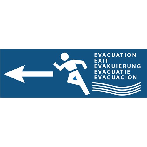 Panneau Evacuation inondation camping + Flèche gauche – PVC - 300 x 100 mm