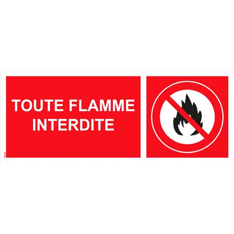 Panneau "Toute flamme interdite" PVC - 200x80 mm