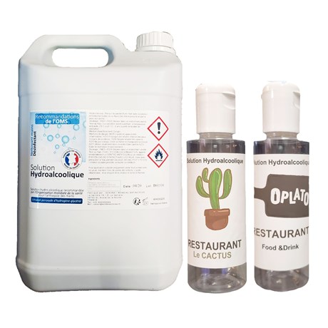 Kit personnalisé de solution hydroalcoolique pour restaurants - 20L