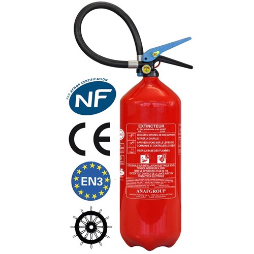 Extincteur 6 litres NF & MED eau pulvérisée avec additif ANTIROUILLE