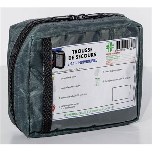 Trousse de secours individuelle S.S.T Fermeture par zip