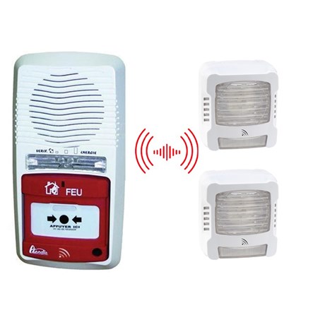 Pack alarme radio type 4 avec 2 diffuseurs sonores et lumineux RADIO SANS REPETEUR