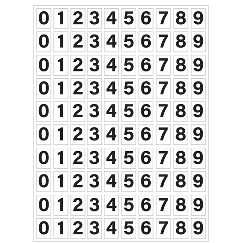 Planche de chiffres adhésifs pour numéroter vos RIA