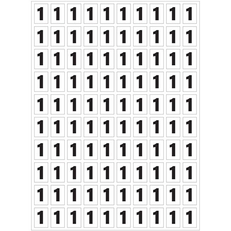 Planche de chiffres "1" adhésifs pour numéroter vos extincteurs