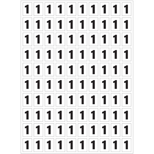 Planche de chiffres "1" adhésifs pour numéroter vos extincteurs