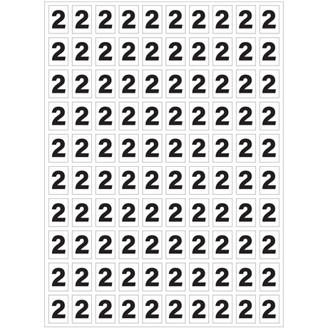 Planche de chiffres "2" adhésifs pour numéroter vos extincteurs