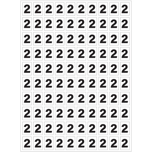 Planche de chiffres "2" adhésifs pour numéroter vos extincteurs