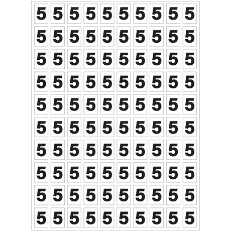 Planche de chiffres "5" adhésifs pour numéroter vos extincteurs