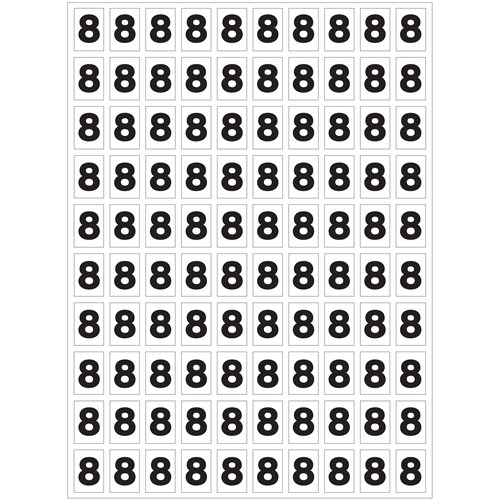 Planche de chiffres "8" adhésifs pour numéroter vos extincteurs