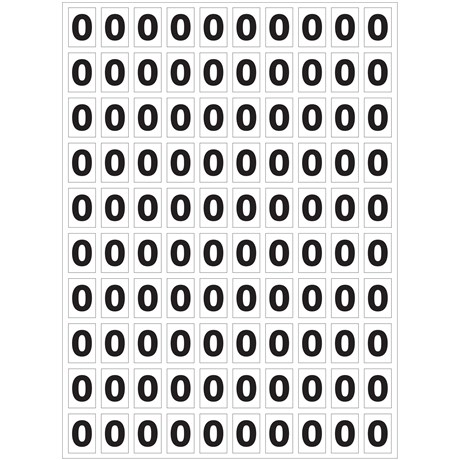 Planche de chiffres "0" adhésifs pour numéroter vos extincteurs