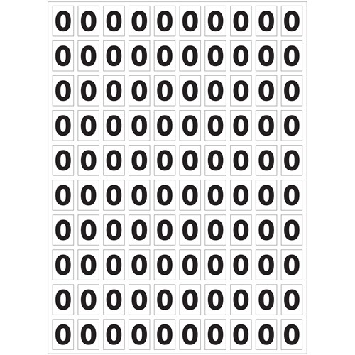 Planche de chiffres "0" adhésifs pour numéroter vos extincteurs