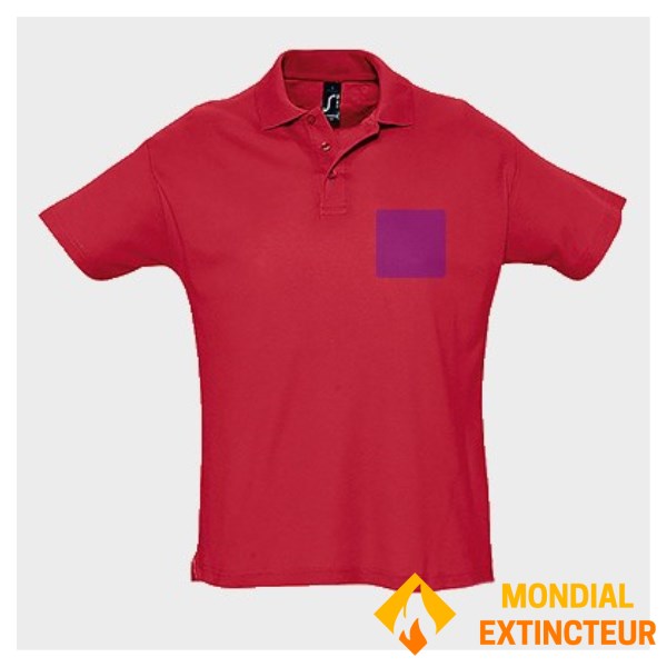 5 polos personnalisés rouges - Taille L - Flocage cœur