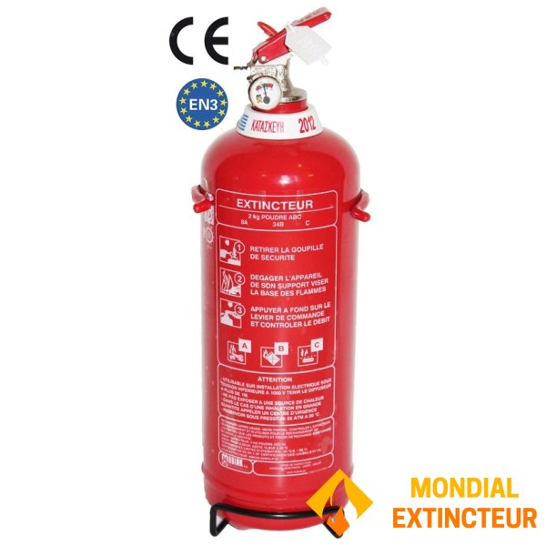 Extincteur à poudre ABC 2 Kg - Marque MOBIAK - NF