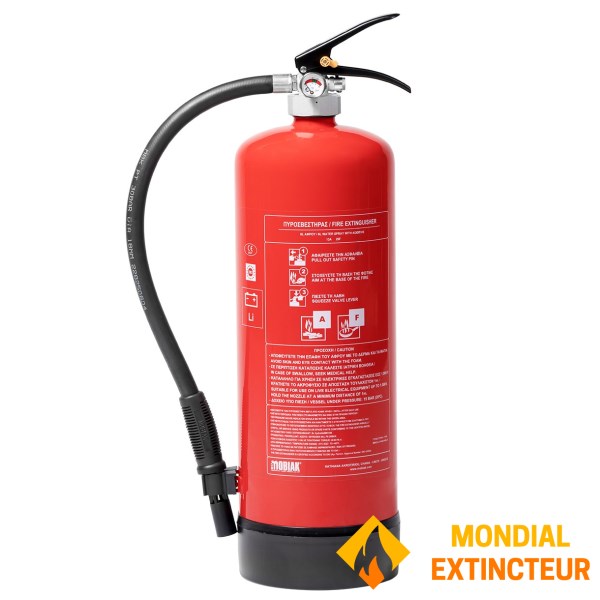 Extincteur 6 litres spécial batterie LITHIUM classe "AF" avec fixation - Norme NF