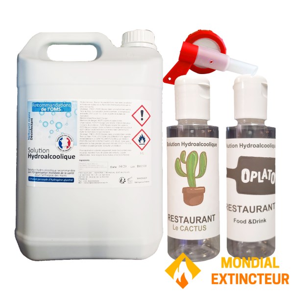 Kit personnalisé de solution hydroalcoolique pour restaurants - 5L