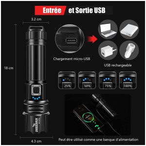 Ултрамощен 10 000 лумена акумулаторен водоустойчив LED фенер