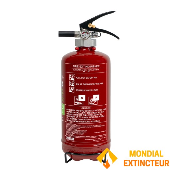 Extincteur 2 litres spécial batterie LITHIUM pour voiture avec fixation