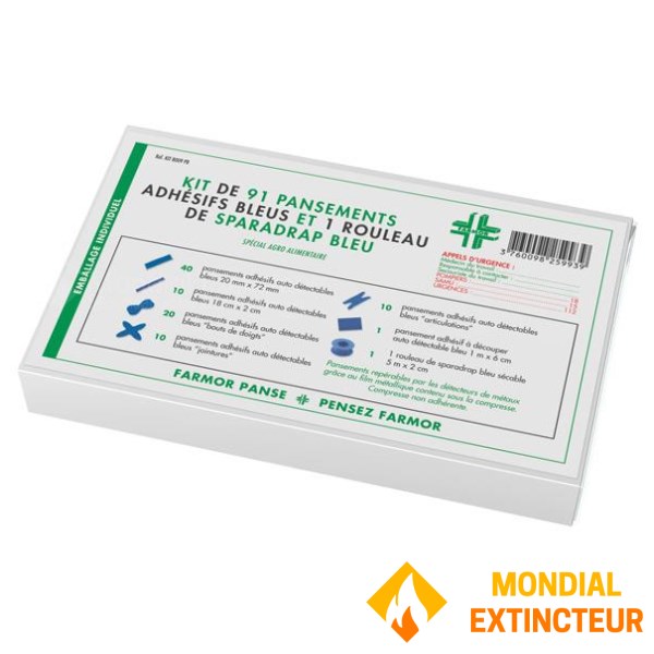 Комплект от 91 сини разноцветни откриваеми превръзки и 1 ролка синя мазилка