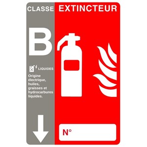 Panneau PVC extincteur CO2 avec flèche - 10 x 15 cm - Classe B