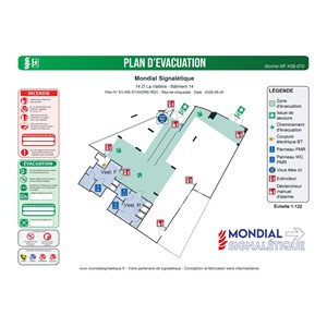 Evakuační plán - PVC - formát A3 francouzsky / anglicky