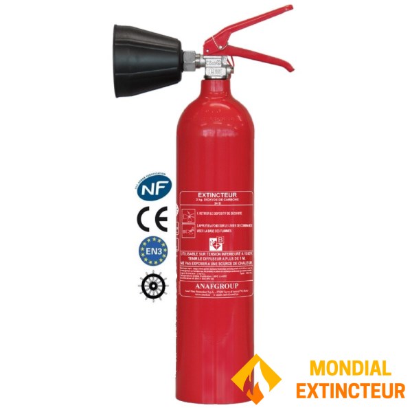 Hasicí přístroj CO2 s kapacitou 2 kg v hliníkovém provedení - značka ROT