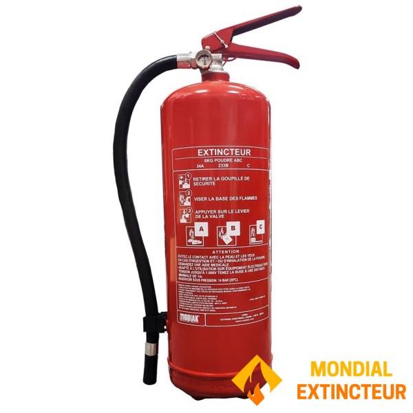 ABC-pulverslukker 6 kg med monteringsbeslag CE-standard