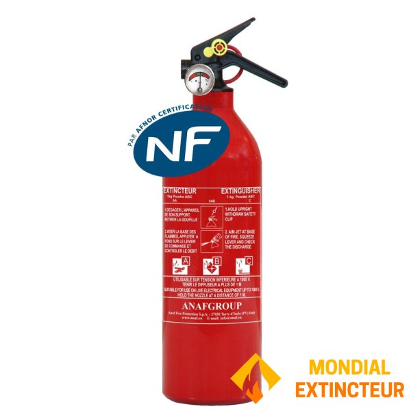 Extincteur à poudre ABC 1 Kg Mano - Marque ANAF - PS1-X