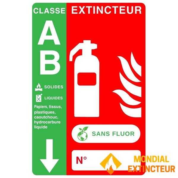 Panneau PVC eau pulvérisée additif SANS FLUOR avec flèche 10 x 15 cm - Classe AB