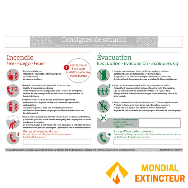 Sikkerhedsinstruktioner "Sikkerhedsinstruktioner for hoteller 4 sprog"