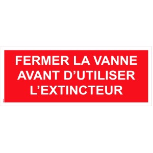 Skilt "Luk ventilen før brug af ildslukkeren" PVC - 200x80 mm