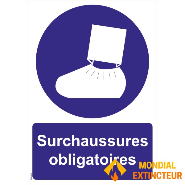 Skilte "med obligatoriske overtrækssko" - PVC A4