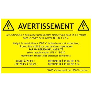 Etiquette adhésive extincteur CO2 1000V
