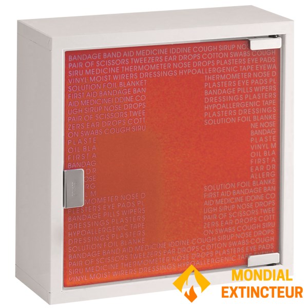 Medizinschrank 1 Tür rotes gehärtetes Glas - 1 Regal