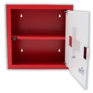 Medizinschrank 1 Tür rotes gehärtetes Glas - 1 Regal