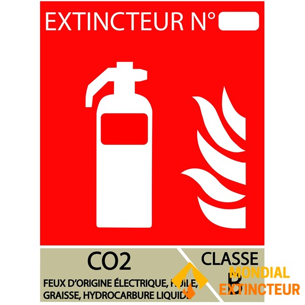 Panneau PVC extincteur CO2 - 15 x 22.5 cm - Classe B