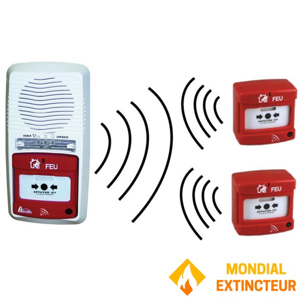 Pack alarme radio type 4 avec 2 déclencheurs manuels radio