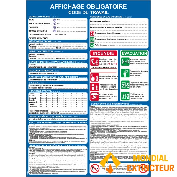 Schild Arbeitsgesetz - Information des Arbeitnehmers - Format A2